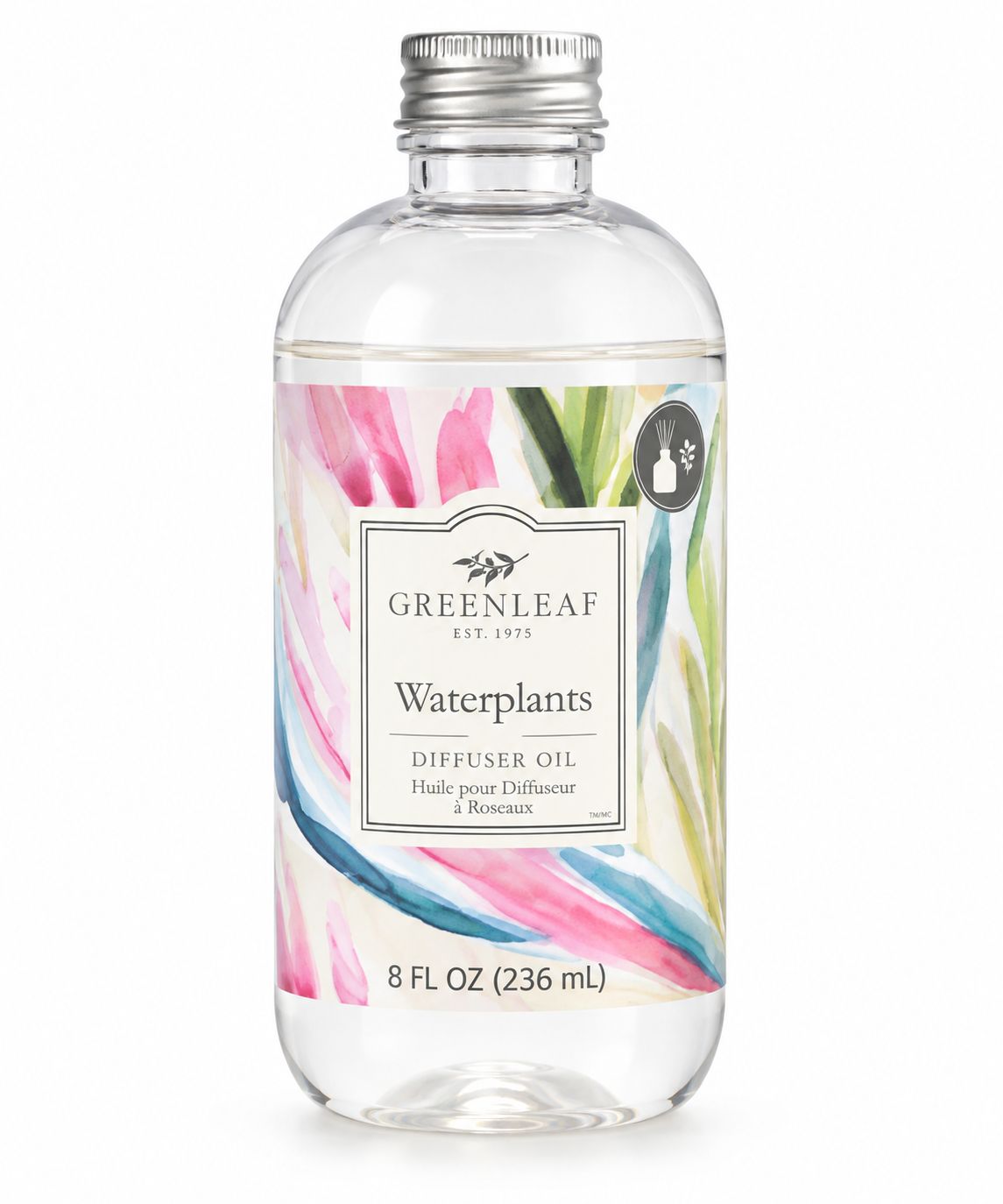 Greenleaf Waterplants Reed Diffuser Öl Raumduft Nachfüllöl mit weißen Duftstäbchen 236 ml