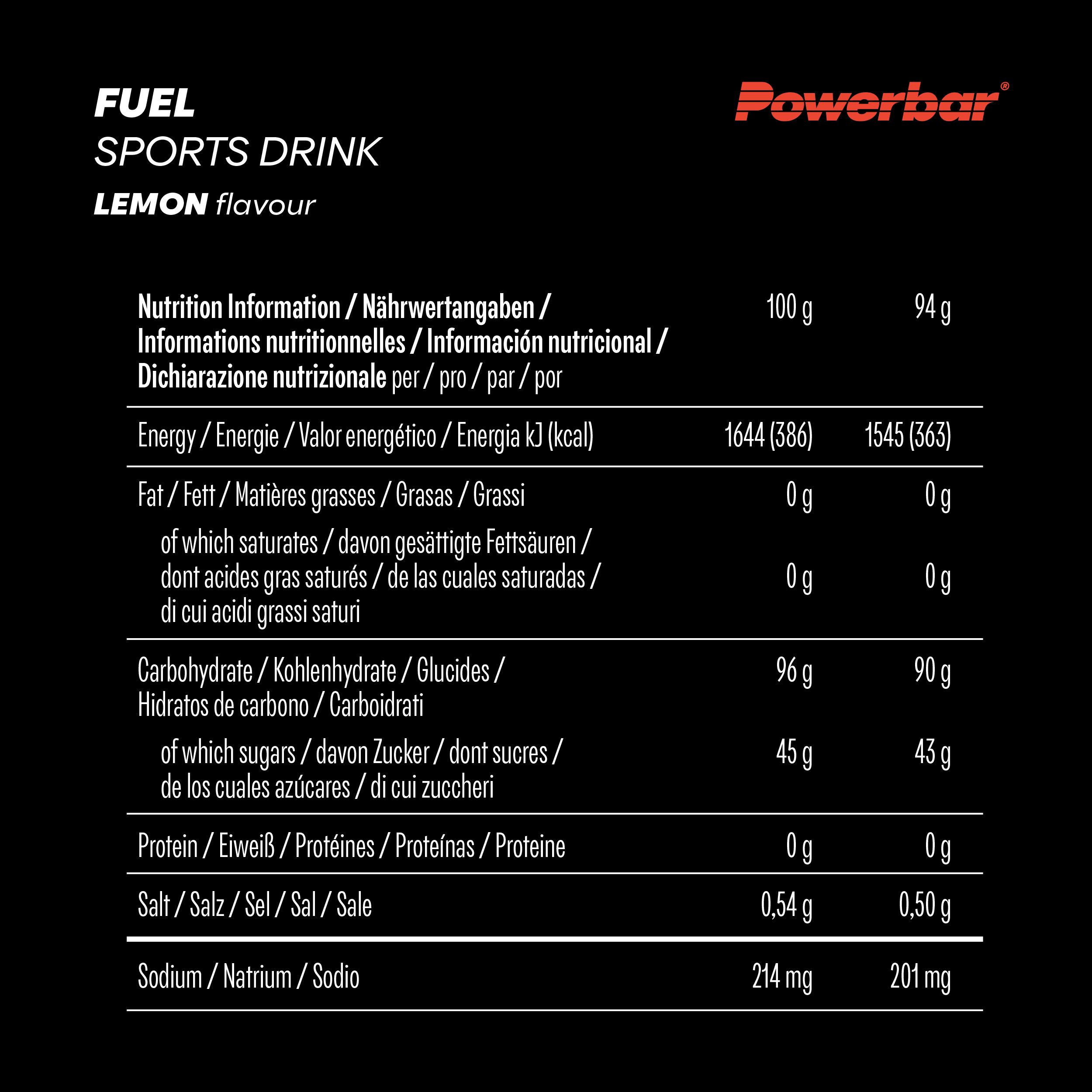 POWERBAR Kohlenhydratgetränk Fuel 90 Lemon High Carb Sports Drink