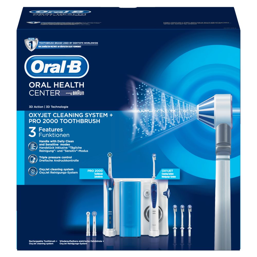Oral-B - Munddusche "Reinigungssystem Center OxyJet + PRO 2" in Weiß