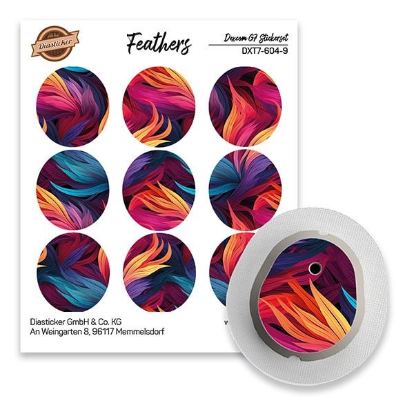 Diasticker® Dexcom G7 Stickerset 'Feathers' 9 St