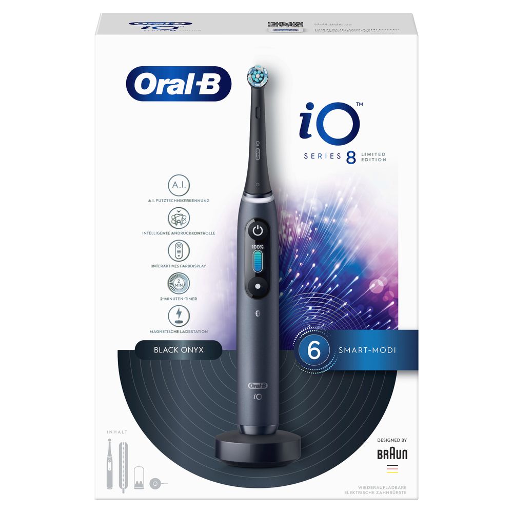 Oral-B - Elektrische Zahnbürste "iO Series 8 Black Onyx" + Reiseetui in Schwarz