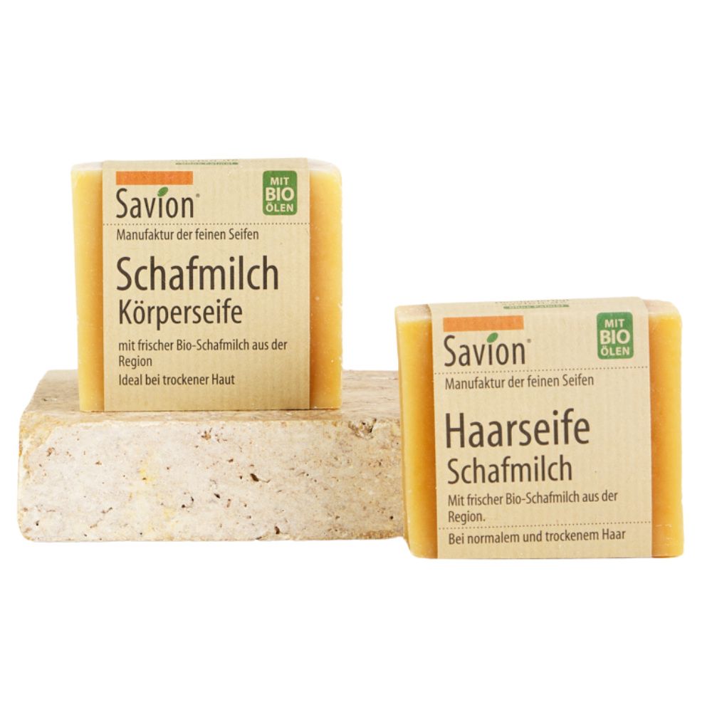 Savion Schafmilch Bio Körper- und Haarseifen 2er Set für empfindliche Kopfhaut