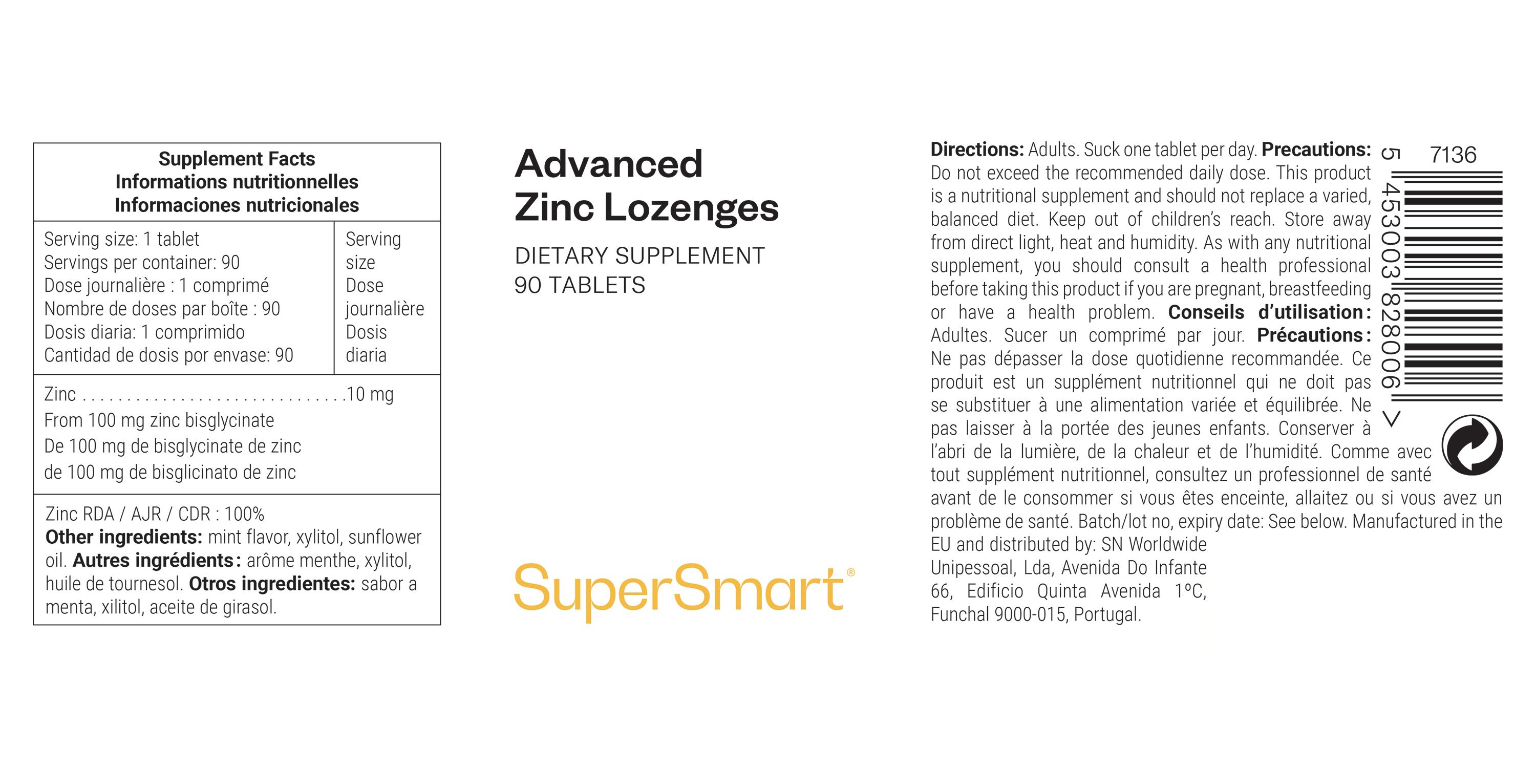 SuperSmart - Advanced Zinc Lozenges 90 St