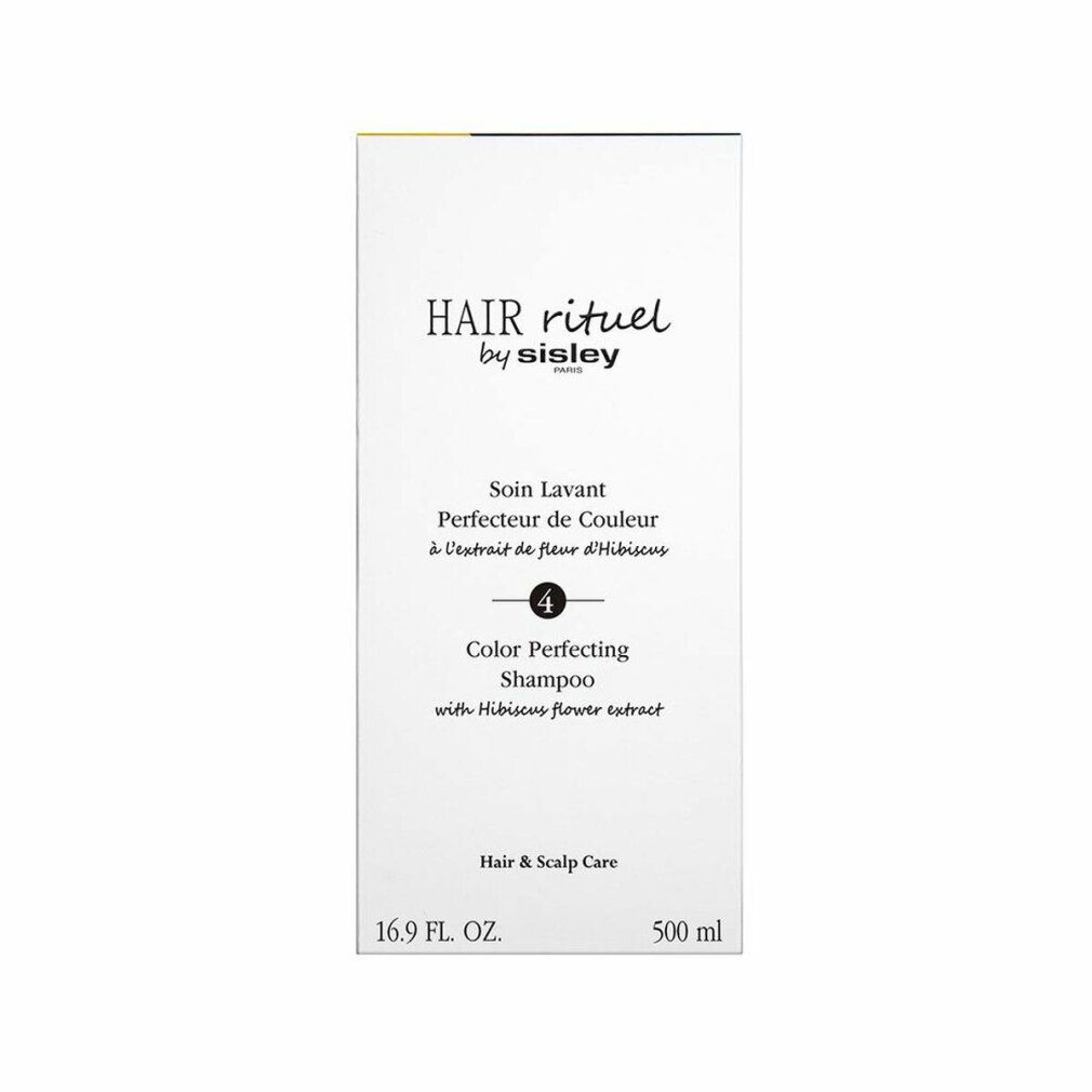 Weiße Verpackung mit Produktnamen und -details. Text: Color Perfecting Shampoo. Volumen: 500 ml, 16.9 fl. oz.