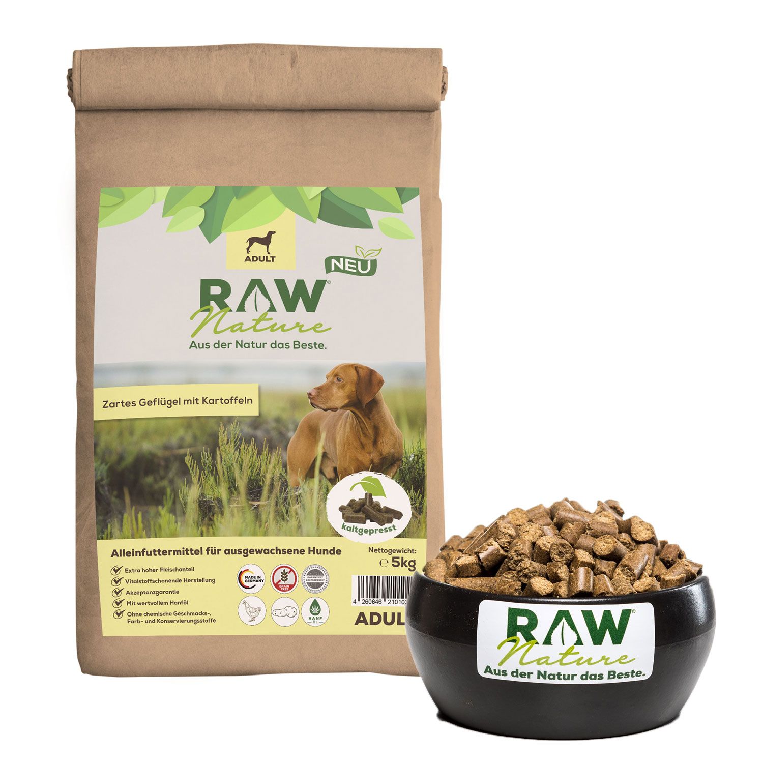 RAW Nature kaltgepresstes Trockenfutter ADULT Huhn Pur