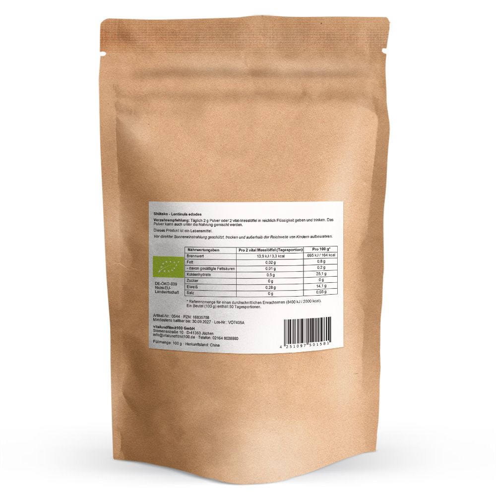 vitalundfitmit100® Bio Shiitake Pulver