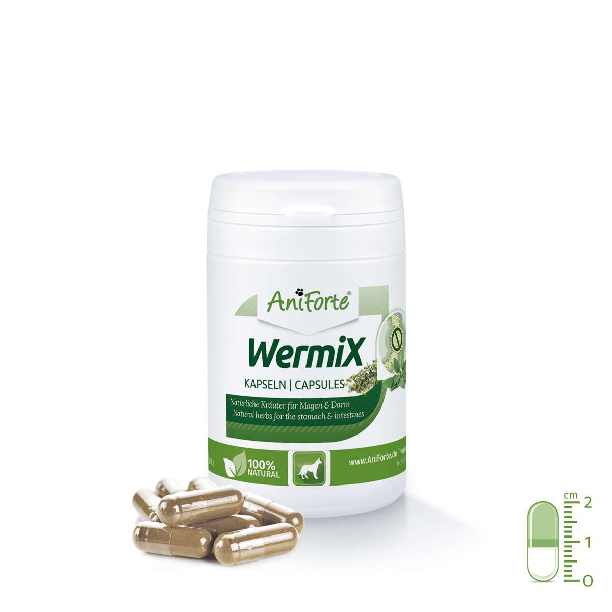 WermiX Kapseln für Hunde-Natürliche Kräuter Magen und Darm - AniForte® 15 g