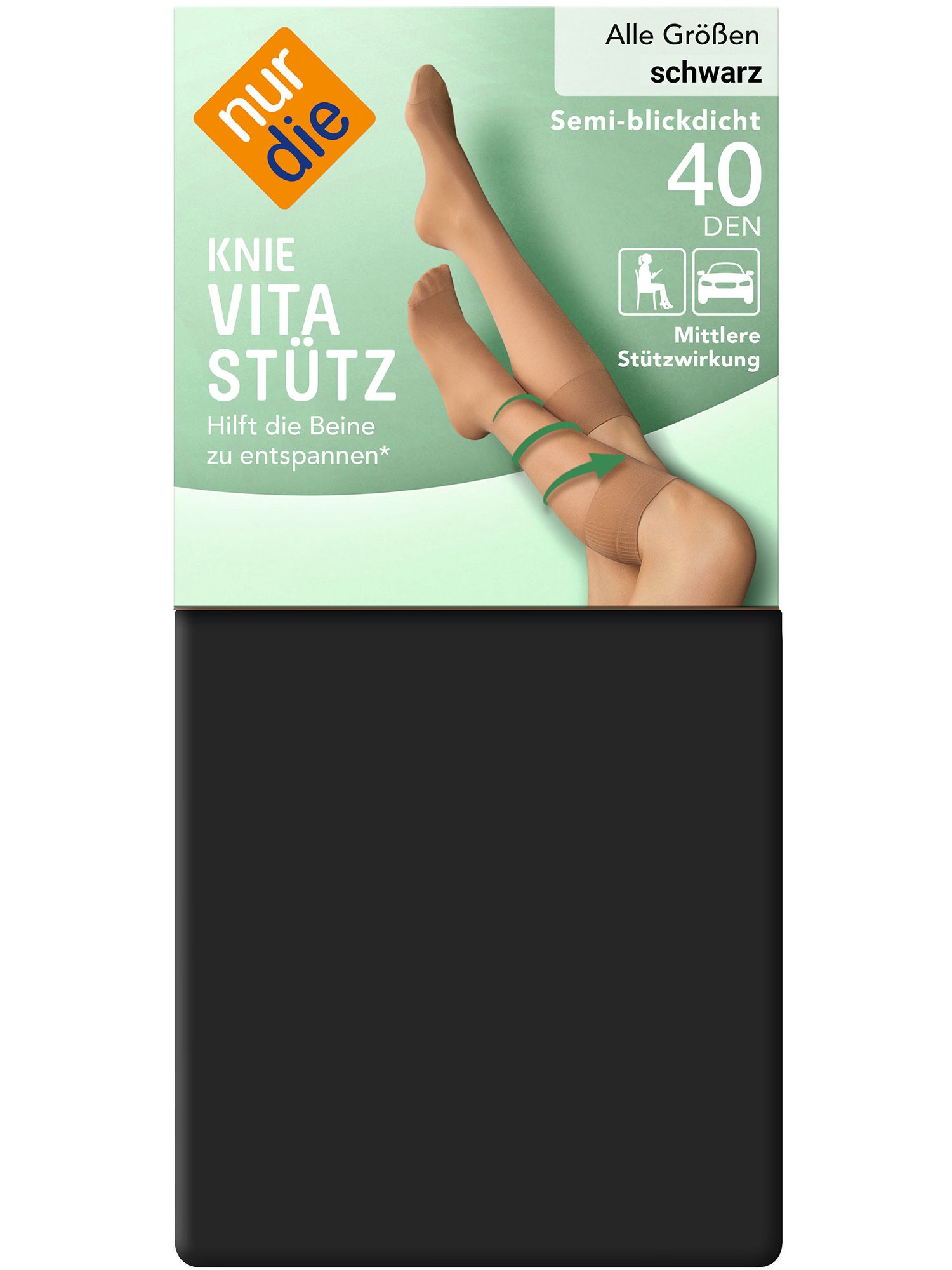 NUR DIE Kniestrümpfe Vitastütz 40 DEN - schwarz - one size