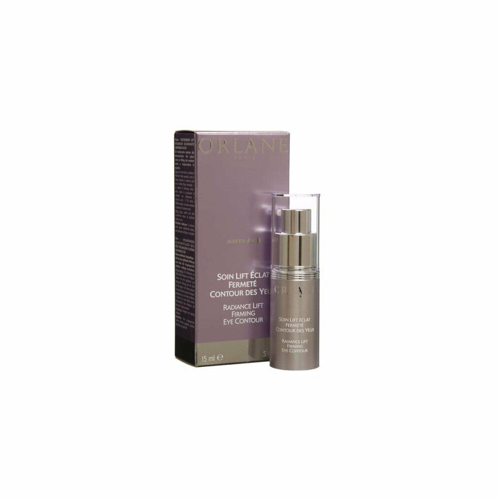 Orlane Radiance Lift Firming Eye Contour. Flakon und Verpackung in Lila. Text: Soin Lift Eclat Fermeté Contour des Yeux. 15 ml.