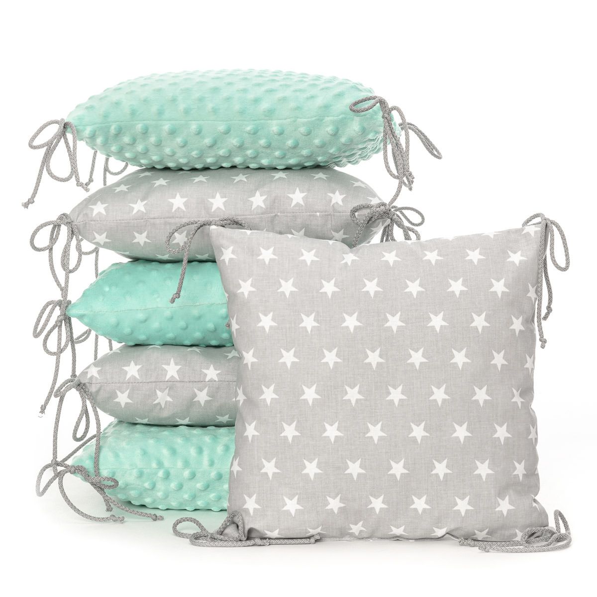 T-Tomi Kissen-Bettumrandung Grey stars 6 St Kissen
