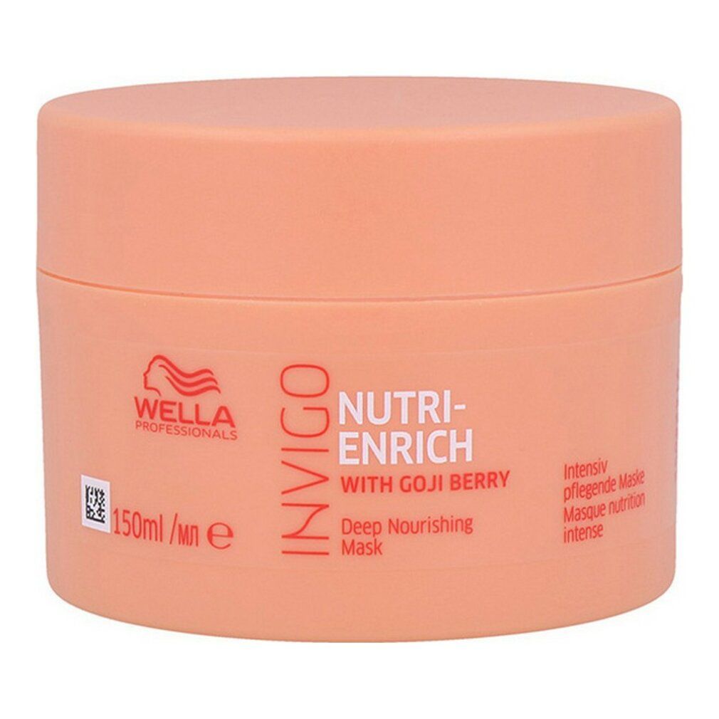 Beige Dose mit weißem Deckel. Aufschrift: Wella Invigo Nutri-Enrich Deep Nourishing Mask.