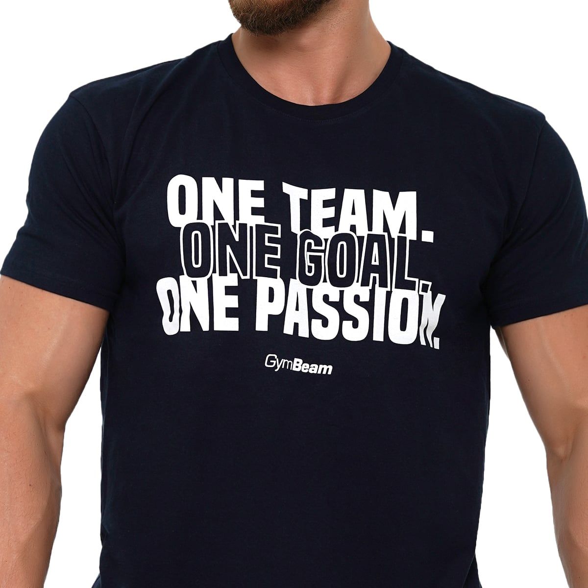 GymBeam T-Shirt Herren Regular Kurzarm One Team Navy