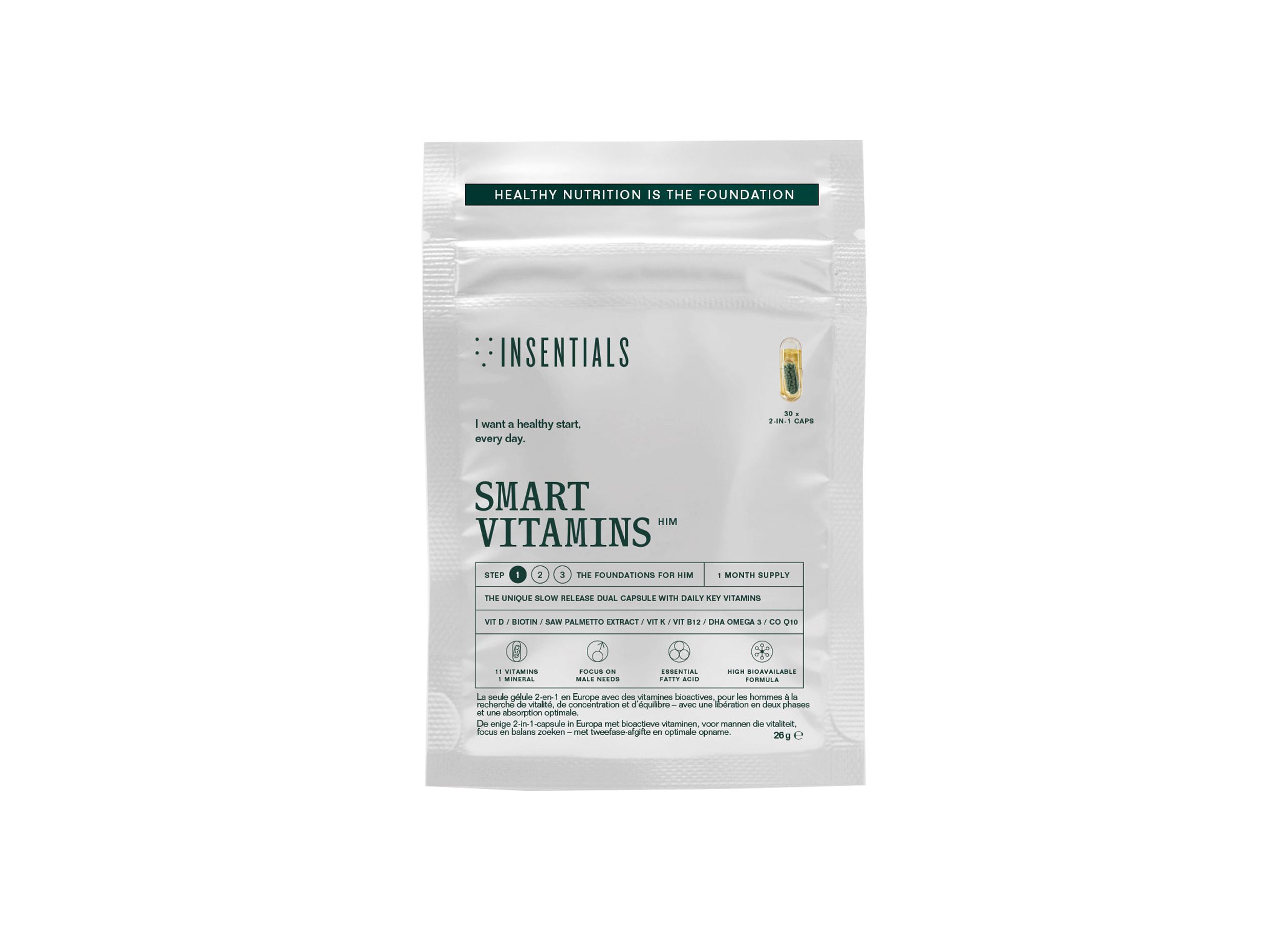 Insentials - Smart Vitamins for Him - Multivitaminico giornaliero per energia, concentrazione e