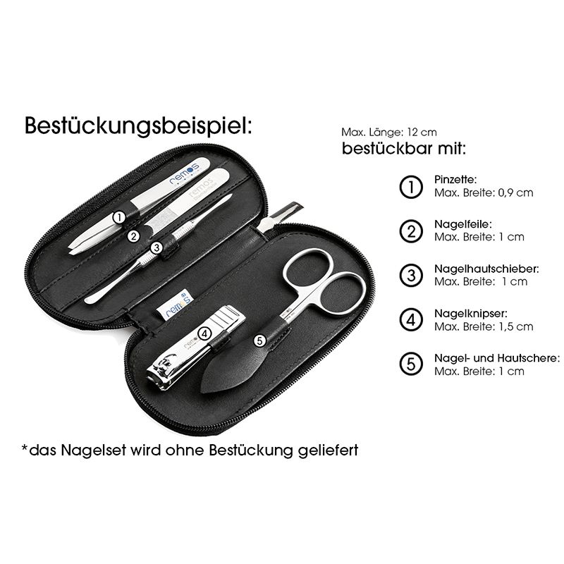 REMOS Etui "Tellus", echtes Leder, schwarz, leer