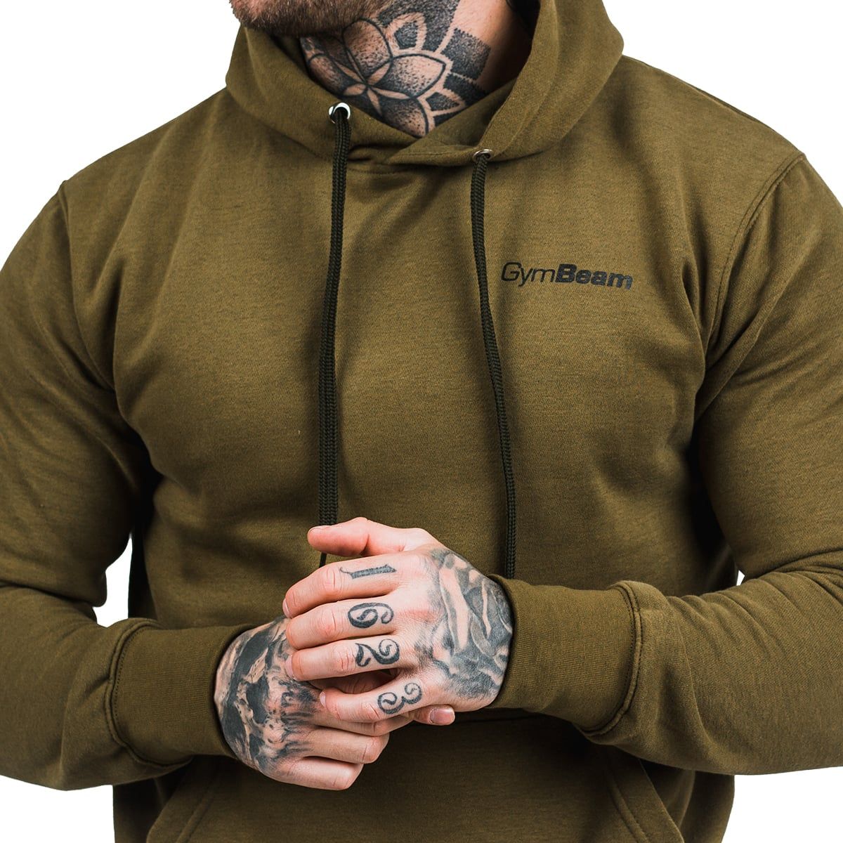 GymBeam Hoodie Herren Regular Langarm mit Kapuze Military Green Black