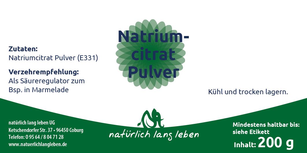 natürlich lang leben Natriumcitrat Pulver 200 g