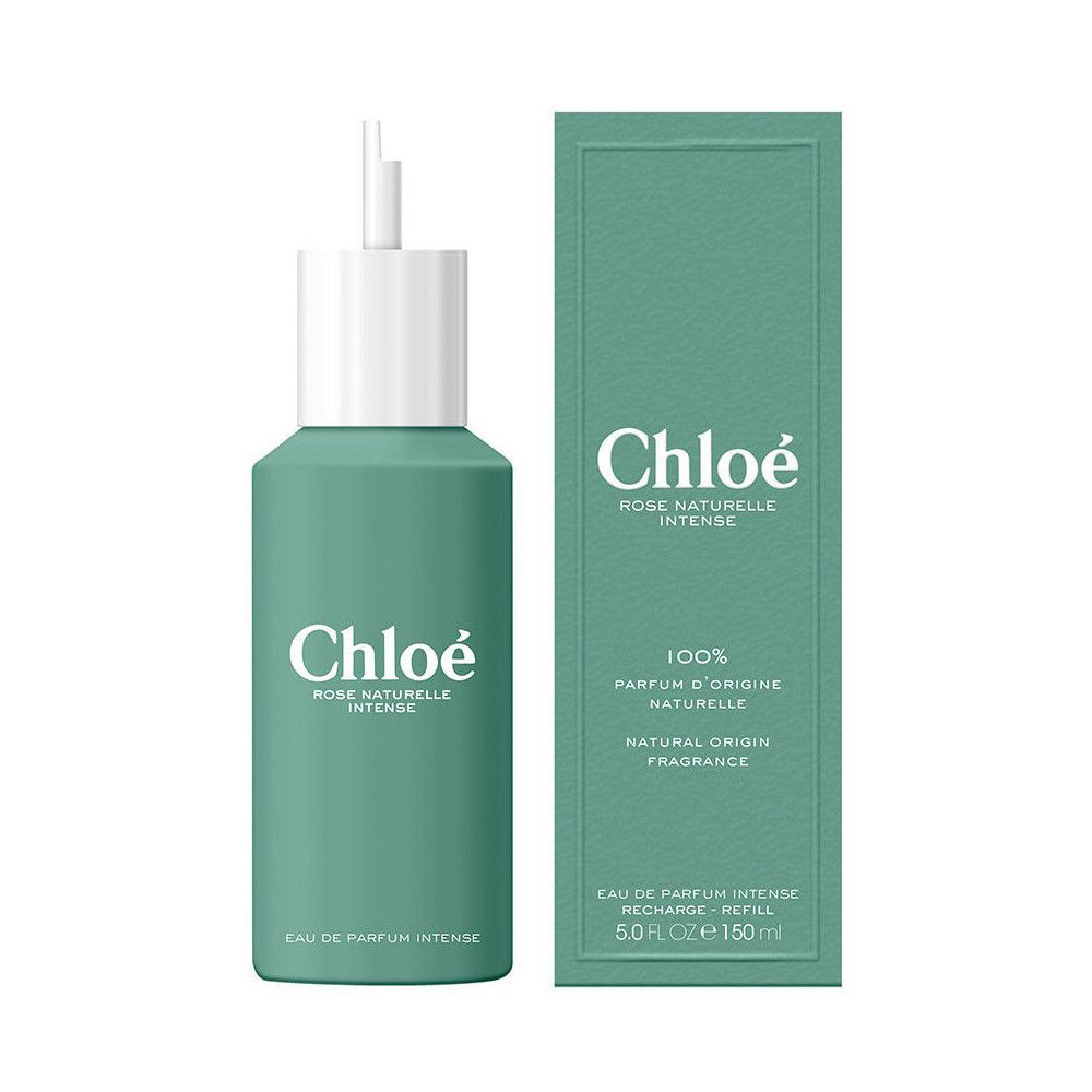 Grüner Flakon und Verpackung. Aufschrift: Chloé Rose Naturelle Intense. 150 ml. Nachfüllbar.