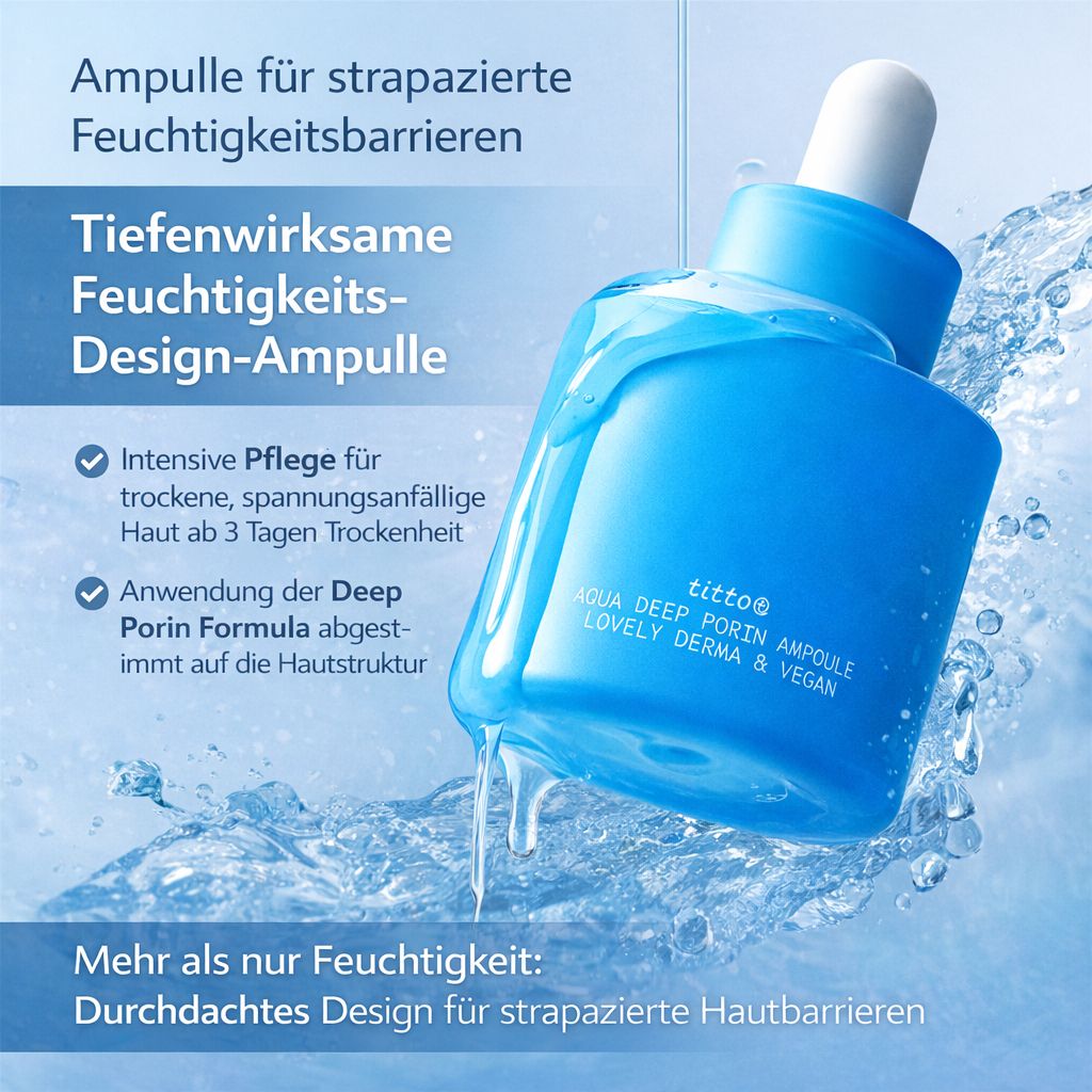 TITTO Aqua Deep Porin Ampoule-Intensiv feuchtigkeitsspendendes Serum zur Stärkung der Hautbarriere