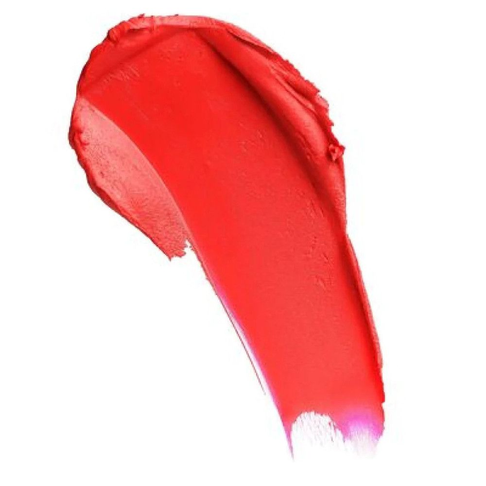 Roter Lippenstift-Abstrich auf weißem Hintergrund. Textur sichtbar.