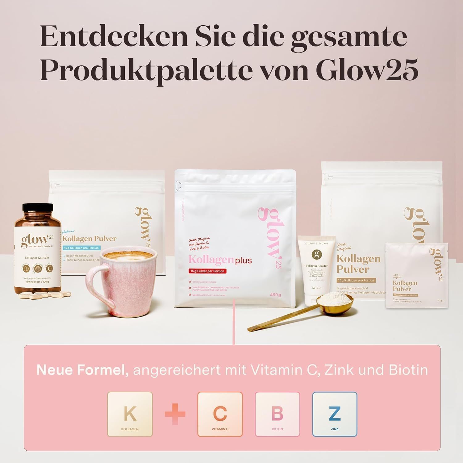 Glow25® Kollagen Booster Creme [50 ml] | Gesichtscreme | mit Hyaluronsäure und Vitamin C