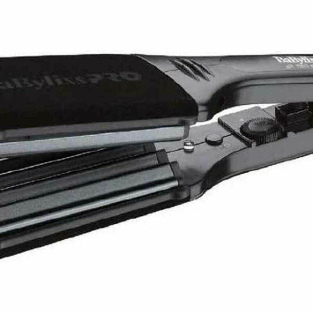 Professioneller Krepp-Maxi-Styler, Detailansicht. Schwarze Farbe, ep-Technologie. BAB2512EPCE. Geöffnete Ansicht.