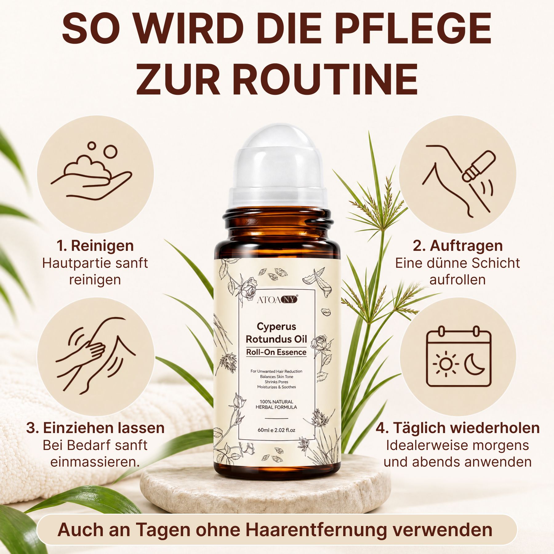 P-beauty Cyperus Rotundus Öl Haarentfernung gegen Haarwachstum Nagarmotha