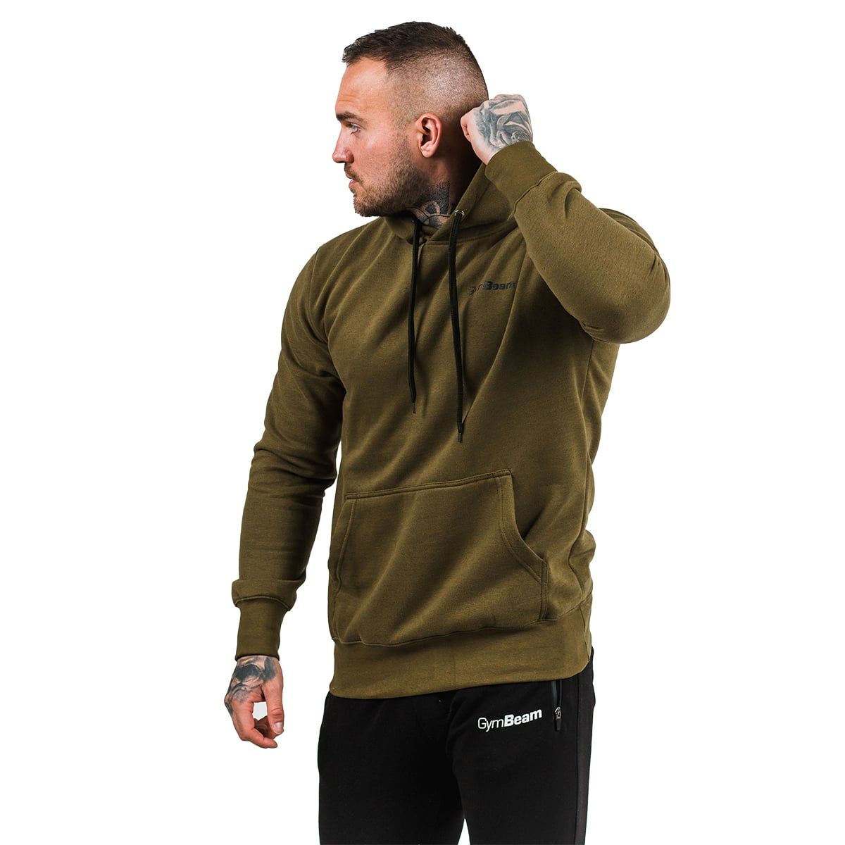 GymBeam Hoodie Herren Regular Langarm mit Kapuze Military Green Black