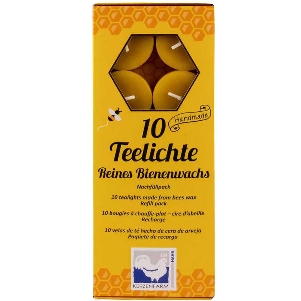 Kerzenfarm Hahn Bienenwachs Teelichte Nachfüllpack 10 St