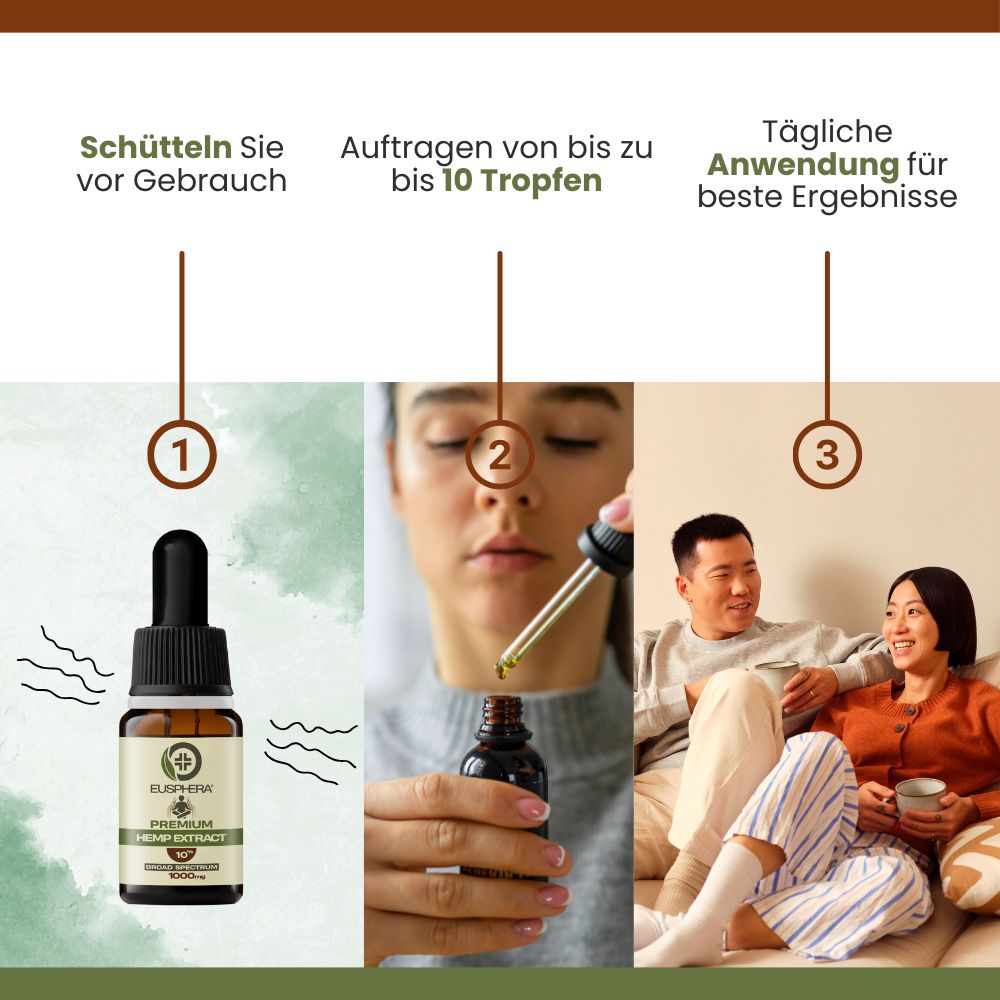 CBD-Öl - Hanfextraktöl 10% – Hochdosiertes Vollspektrum Premium | Hemp Extract - Eusphera
