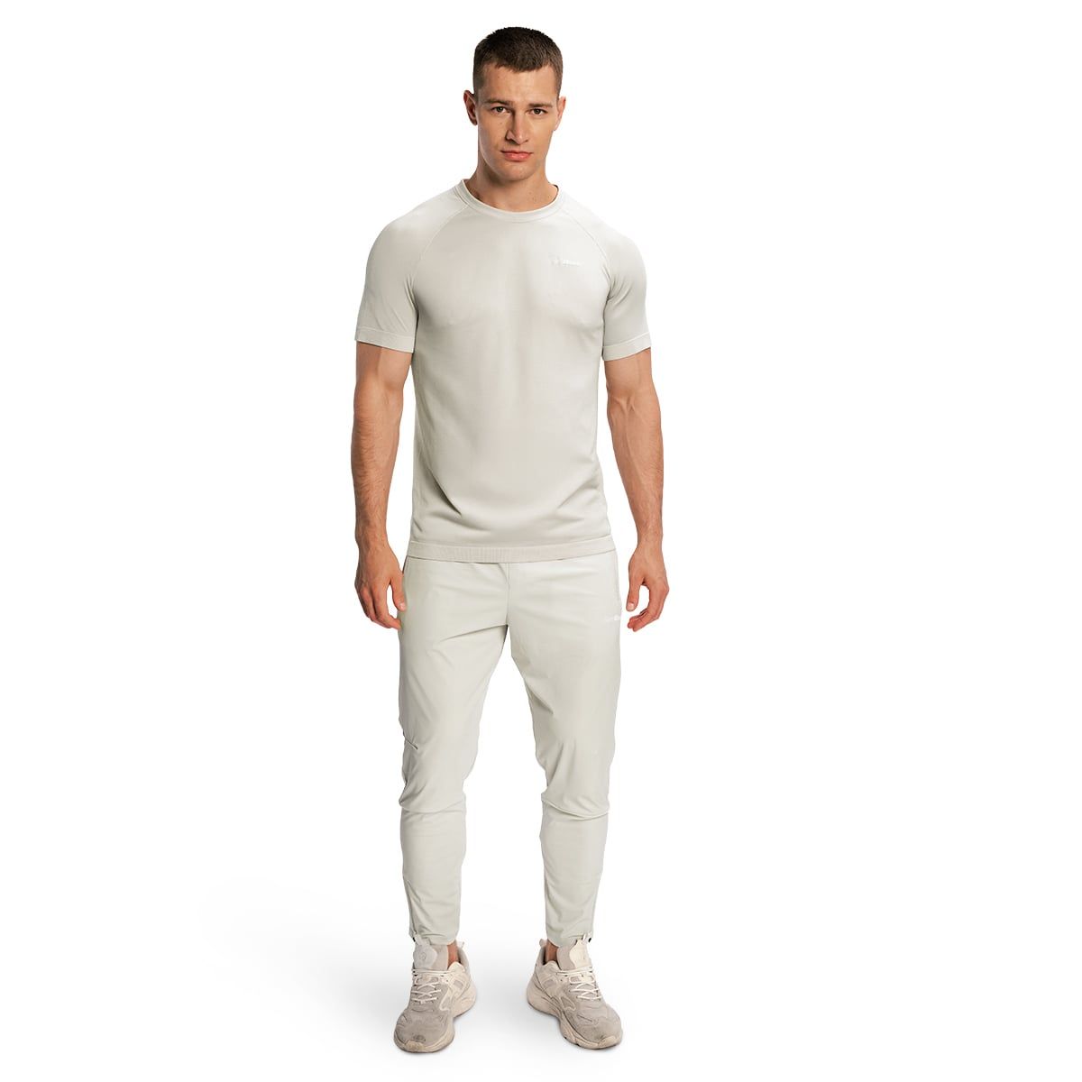 GymBeam T-Shirt Herren loose kurzarm aus Nylon Pulse X Running grau
