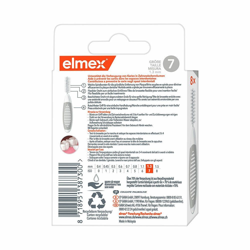 elmex Interdentalbürsten grau, Größe 7, 1,3 mm