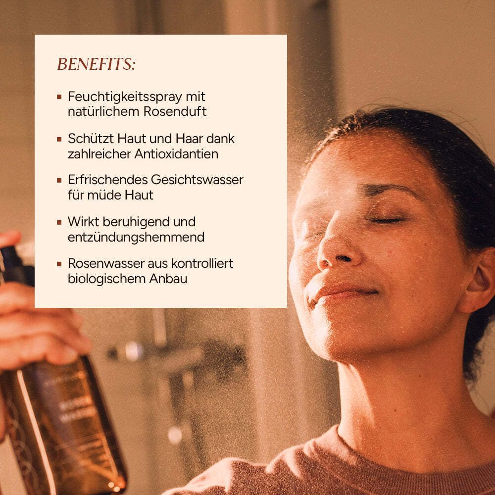 JUNGLÜCK Rosenwasser Spray - 100% Bio, schenkt erfrischenden Duft und klärt porentief