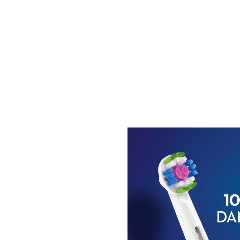 Nahaufnahme eines Zahnbürstenkopfes. Text: 100% DAN.
