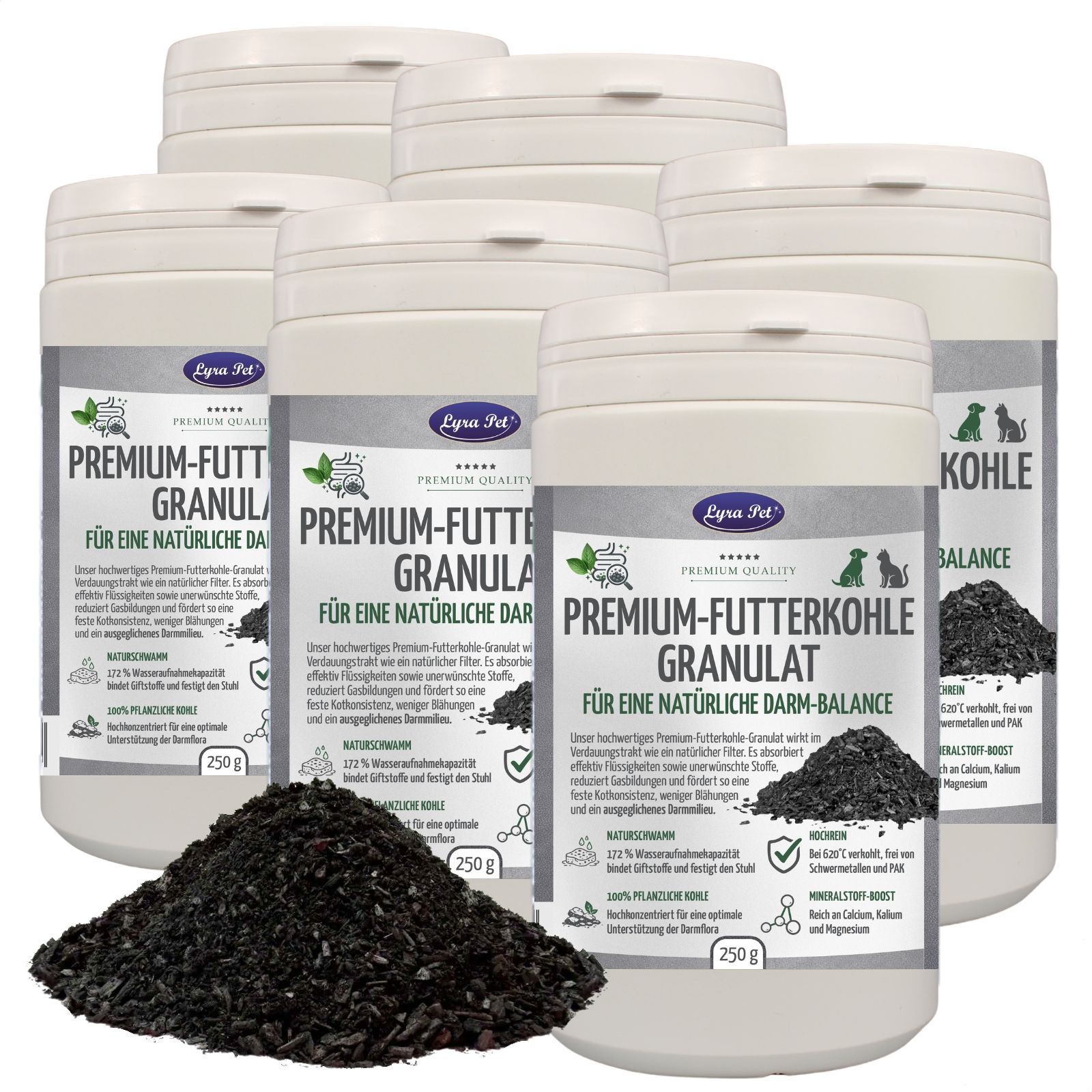 Lyra Pet® Premium-Futterkohle Pflanzenkohle Granulat für Hunde und Katzen 1,5 kg Nicht relevant