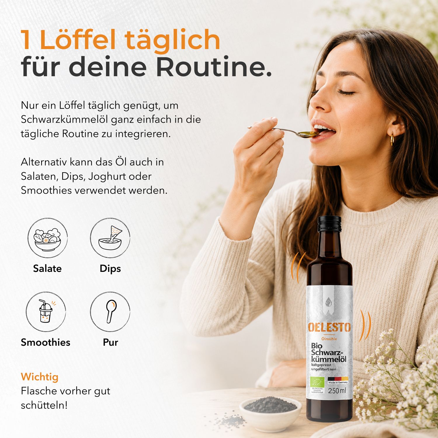 OELESTO Bio-Schwarzkümmelöl ungefiltert kaltgepresst aus ägyptischer Nigella Sativa