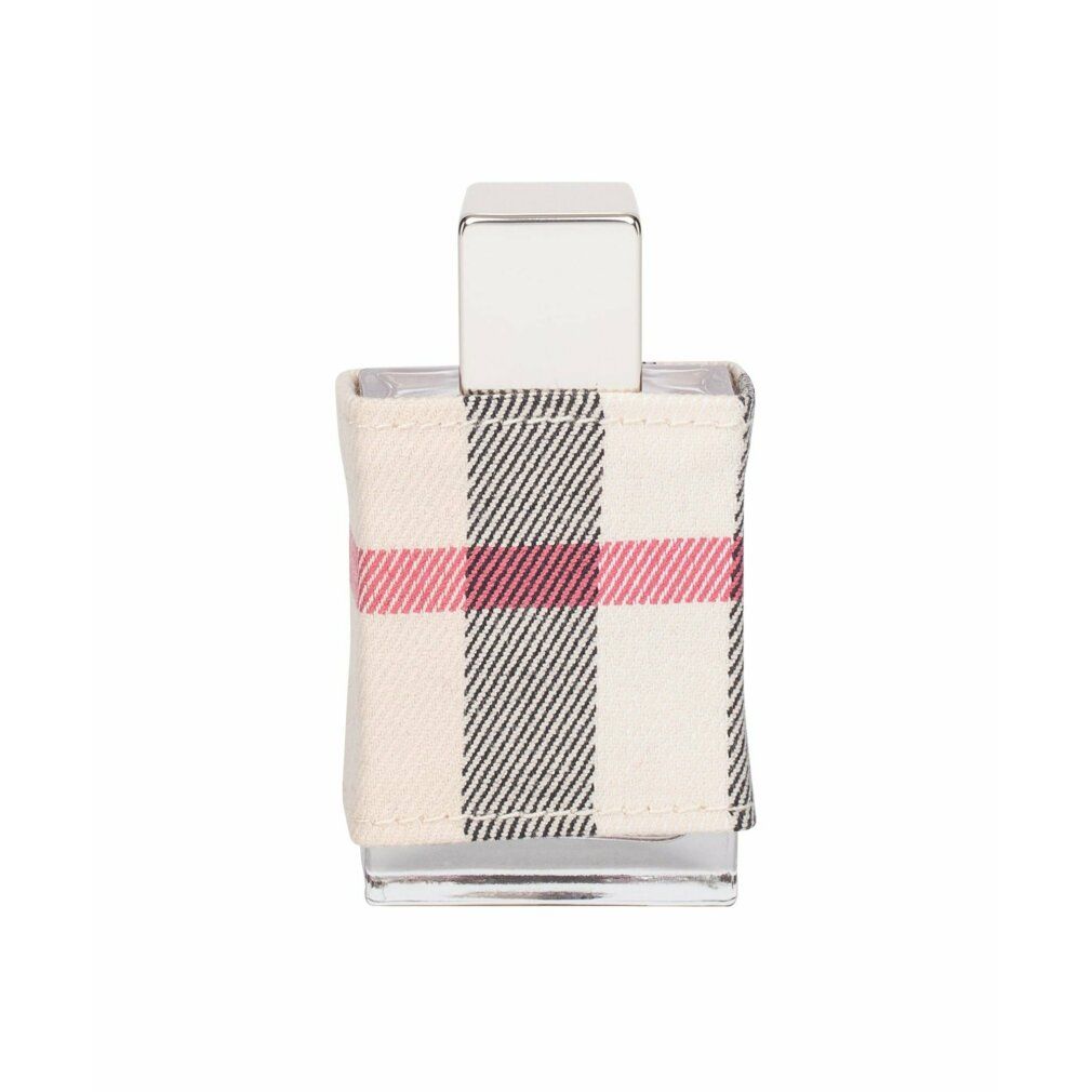 Burberry London For Women Edp Spray. Rechteckiger Glasflakon mit Karomuster-Stoffbezug. Silberfarbener Verschluss.