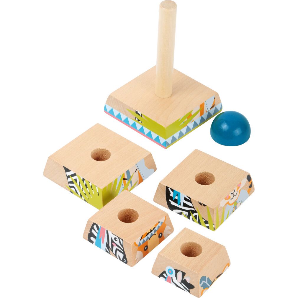 small foot 11090 würfelpuzzle-Turm/Stapelturm Jungle aus Holz