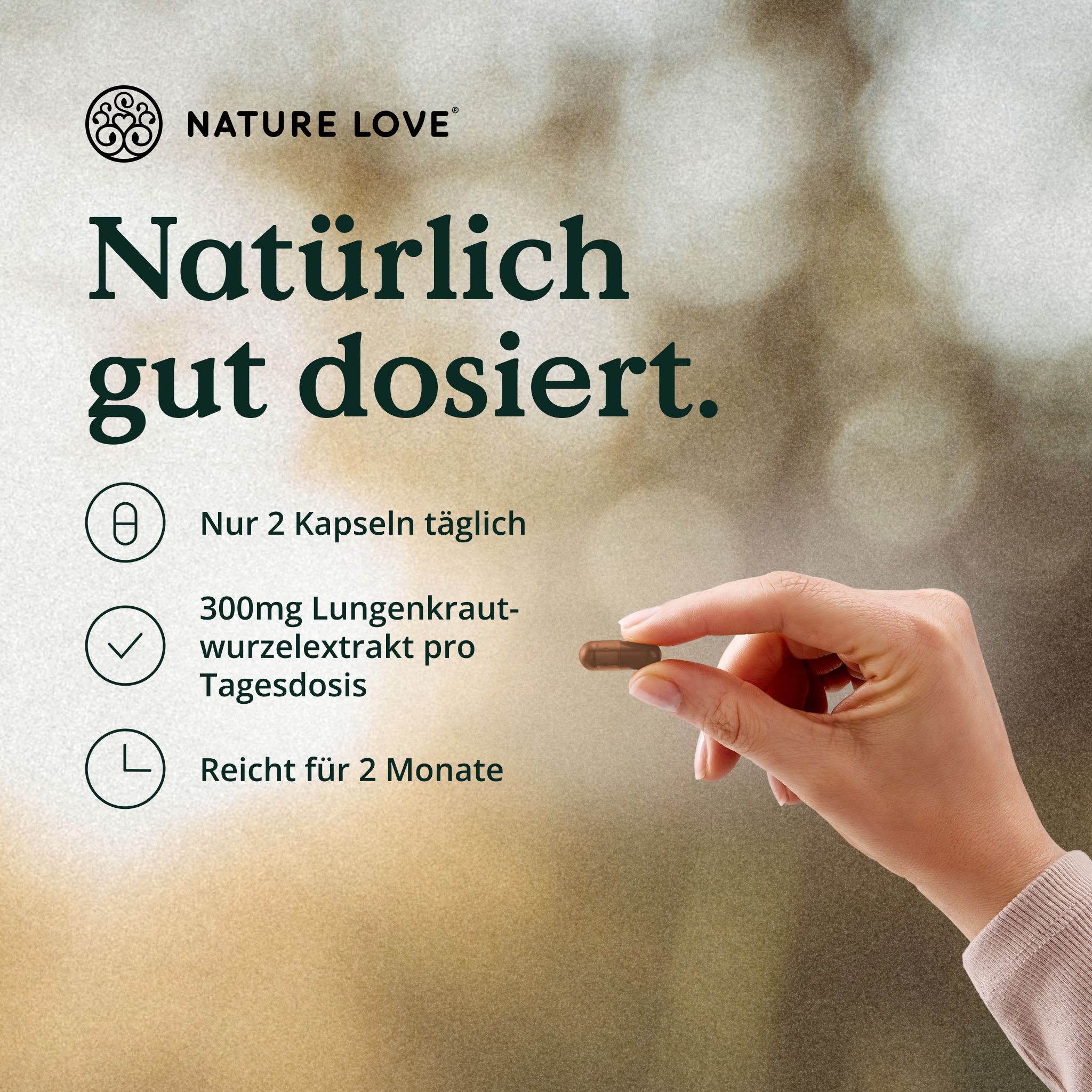 NATURE LOVE® Lungenkraut Komplex - 120 Kapseln - mit Eukalyptusblättern, NAC, Vitamin B2 & Vitamin C