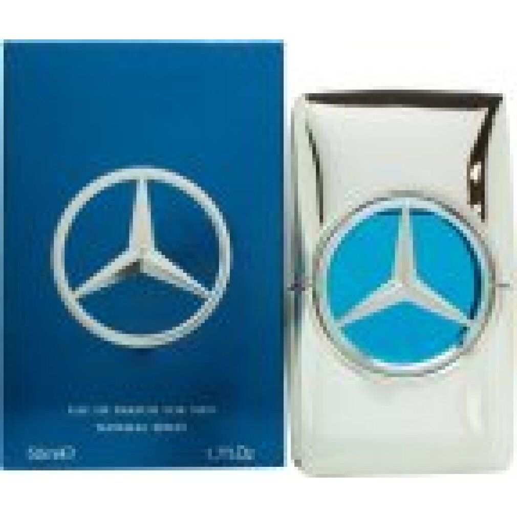 Flakon und blaue Schachtel. Flakon mit blauem Kreis und Stern-Logo. Schachtel mit Stern-Logo und Text.