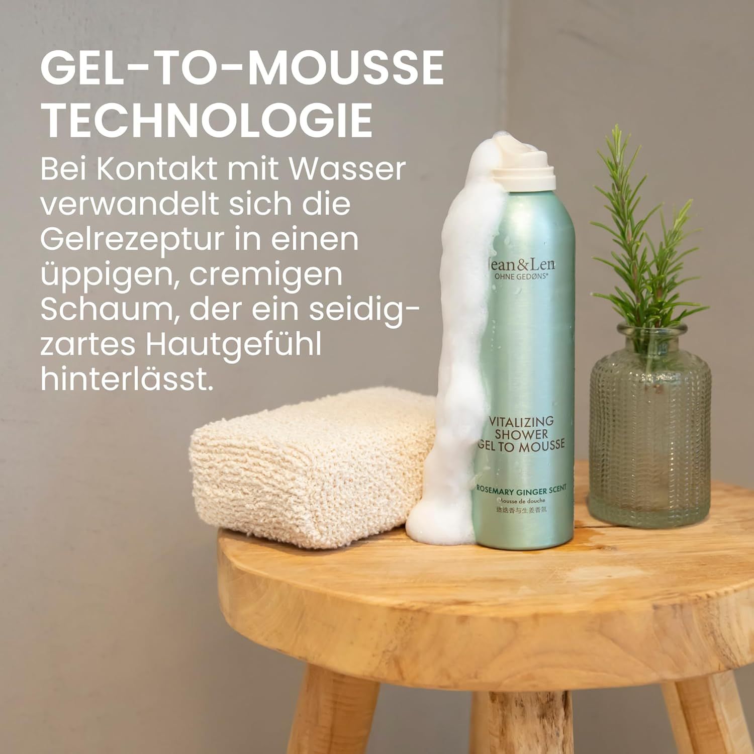 Jean & Len Vitalizing Shower Gel To Mousse Rosemary & Ginger