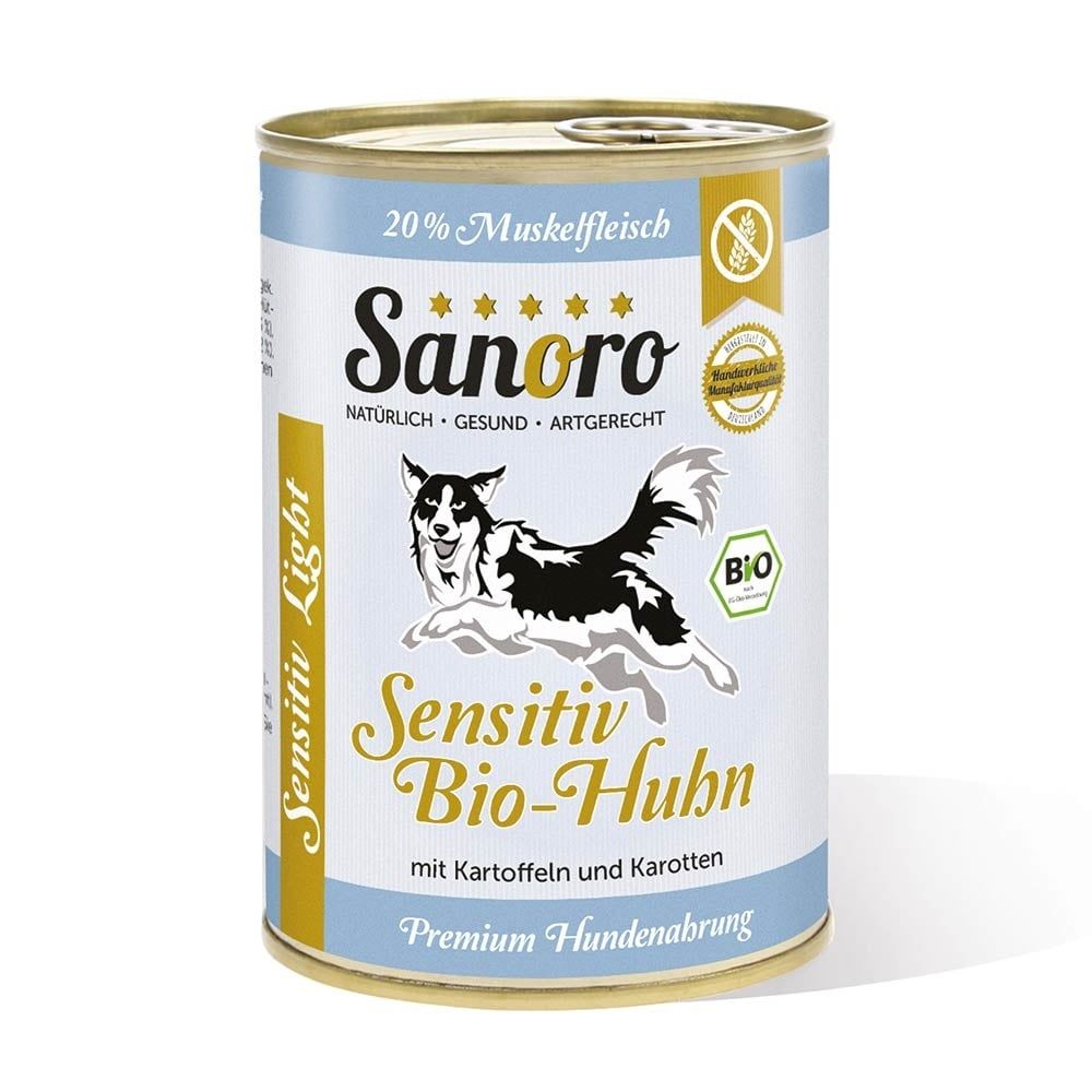 Sanoro - Menü Sensitiv Light Bio-Huhn mit Bio-Kartoffeln und Bio-Karotten