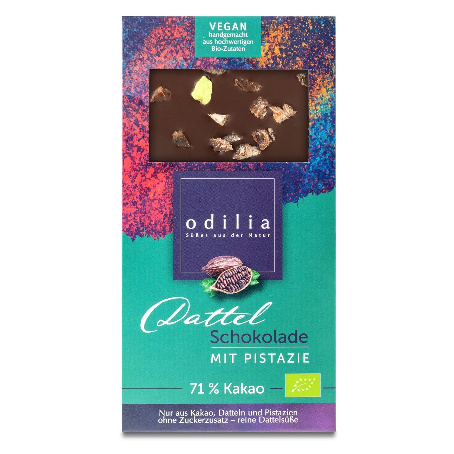 odilia Bio Dattel Schokolade mit Pistazie 71% Kakao 70 g