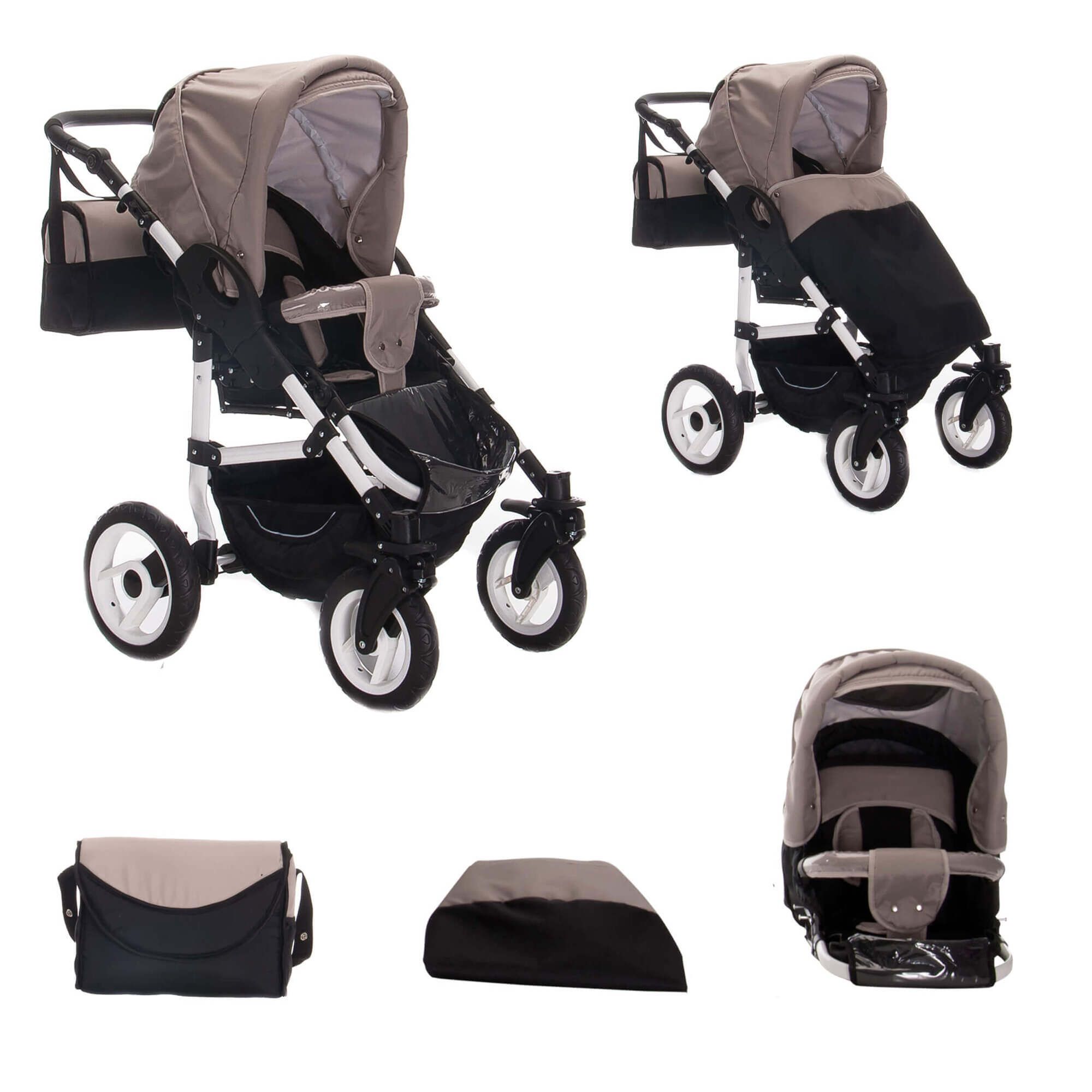 Bebebi Paris 3 in 1 Kinderwagen Set mit Original Maxi Cosi, Luft Seine