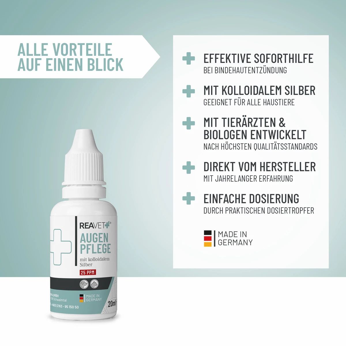 Augenpflege mit kolloidalem Silber - ReaVET 20 ml Liquidum