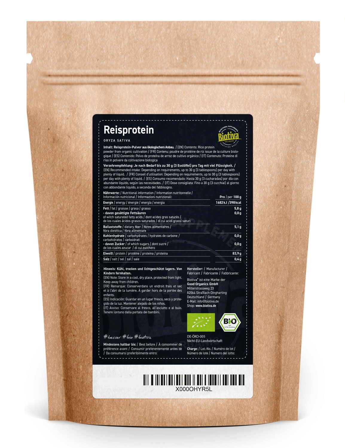 Biotiva Reisprotein Pulver Bio