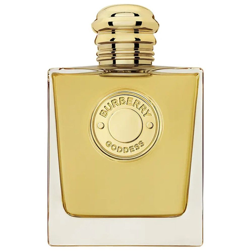 Goldfarbener Flakon mit goldfarbenem Verschluss. Aufschrift Burberry Goddess.