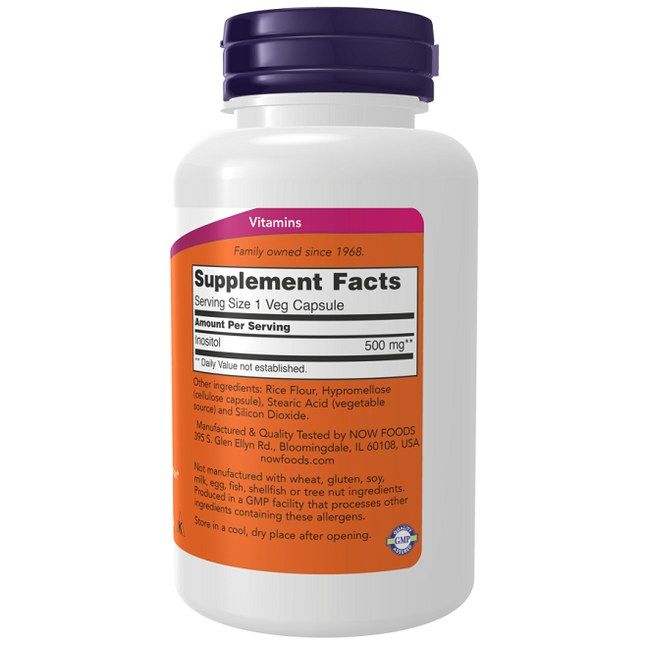 Now Foods Inositol Kapseln, Supplement Facts: 500 mg Inositol pro Kapsel, 100 Veg-Kapseln.