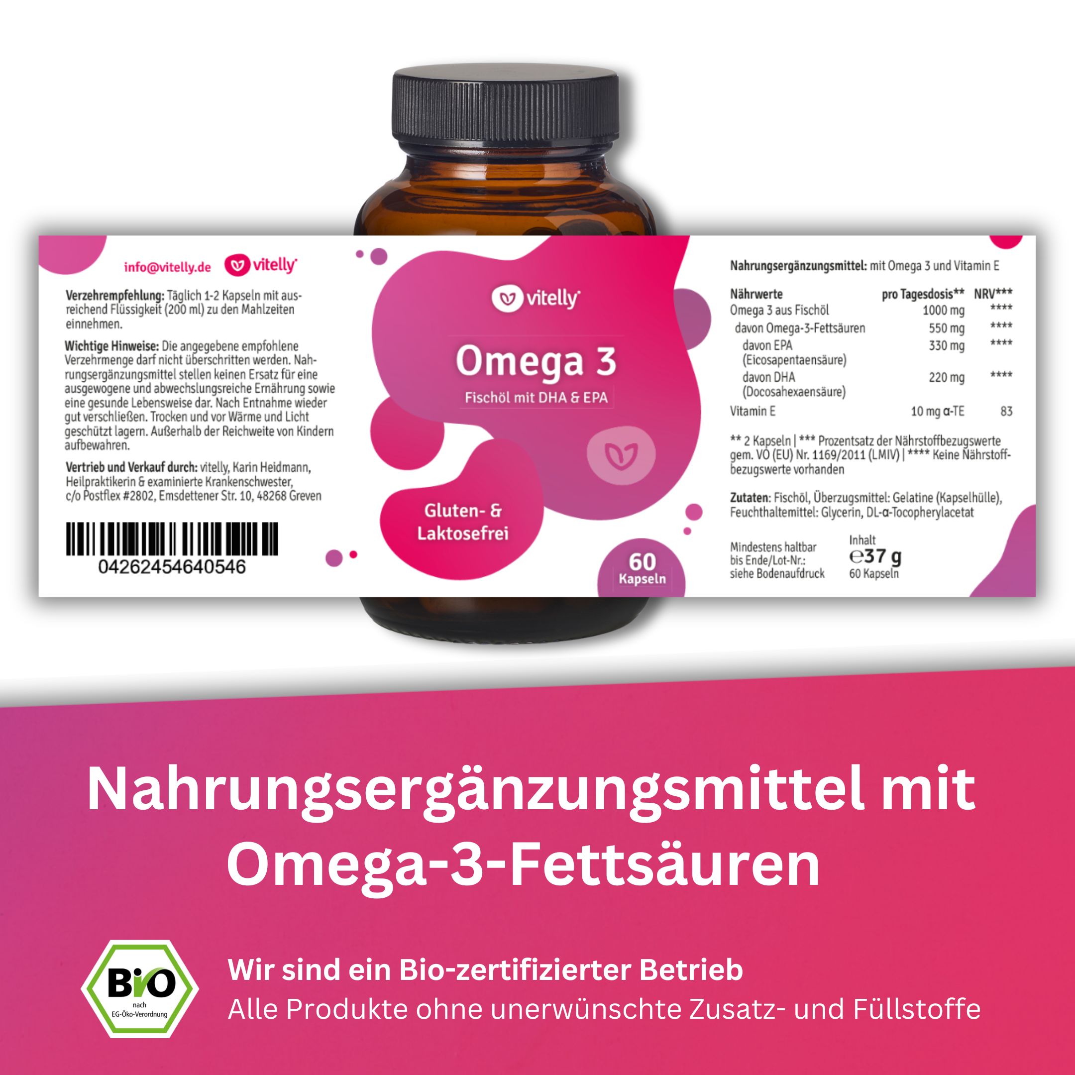 vitelly Omega 3 – Fischöl mit DHA & EPA – hochdosiert
