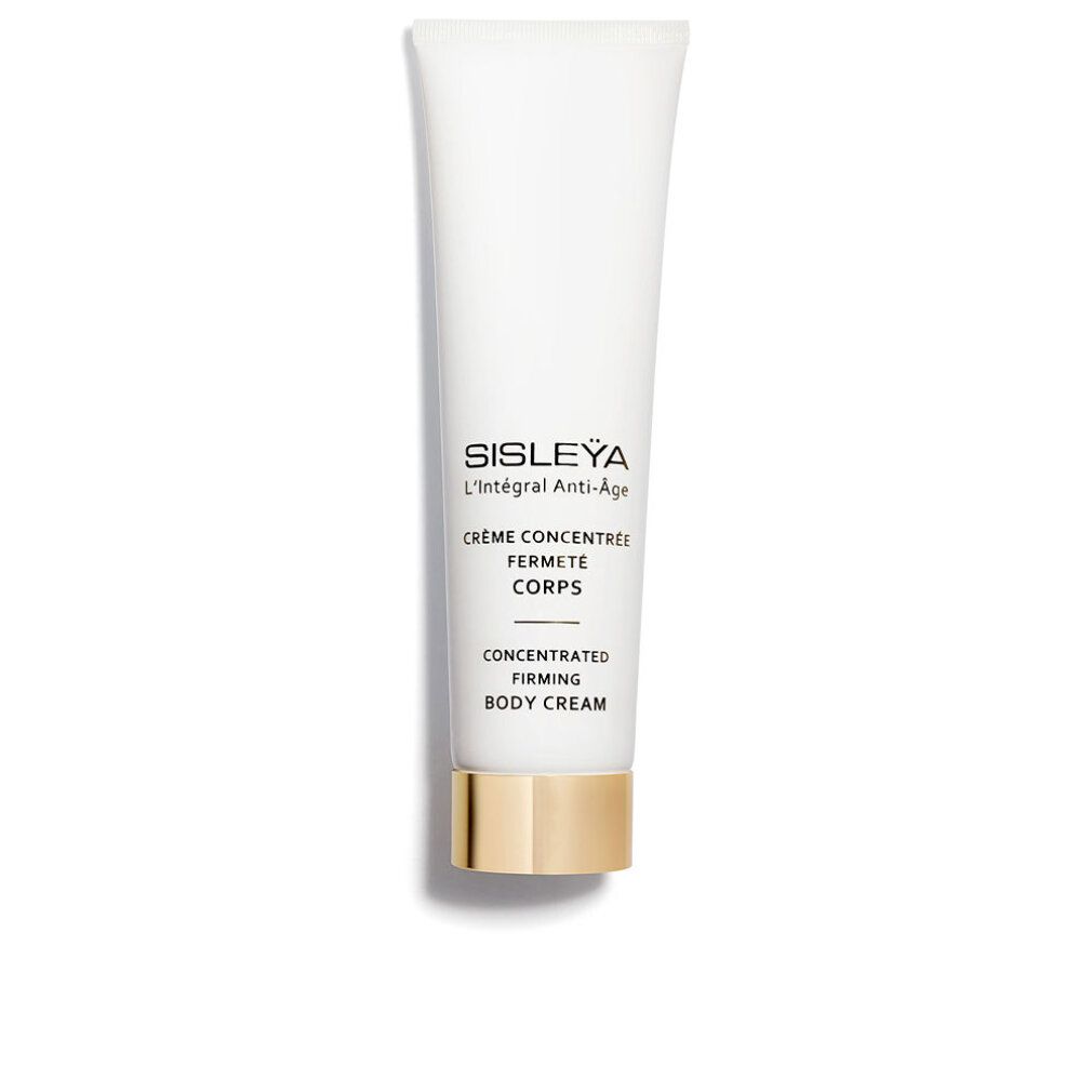 Weiße Tube mit goldfarbenem Verschluss. Text: Sisleya L'Intégral Anti-Âge Crème Concentrée Fermeté Corps, Concentrated Firming Body Cream.