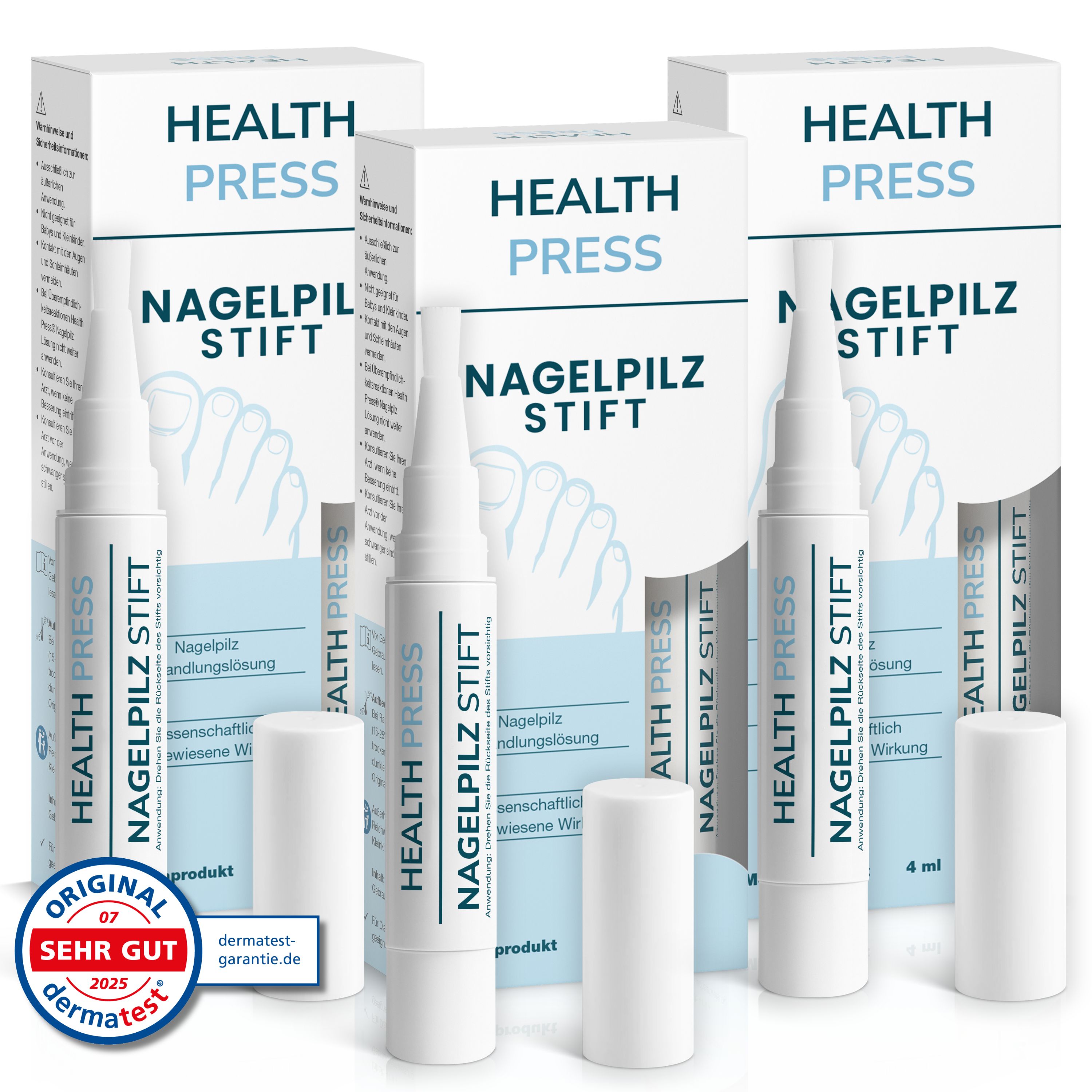 Health Press Nagelpilz Stift – Lack für schnelle & effektive Behandlung 3x4 ml Stifte